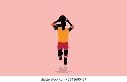 Portrait of a female volleyball player on a colorful background isolated. vector illustration volleyball player silhouette abstract