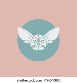 Portrait of a fenech. Eared fox. African animals. Polygonal art.