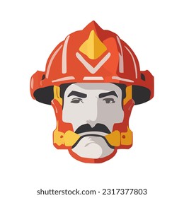Portrait of a firefighter vector illustration. Firefighter helmet.