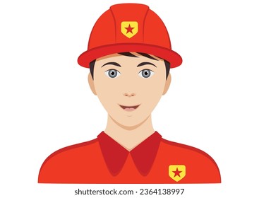 Portrait of a fireman clipart vector on white background