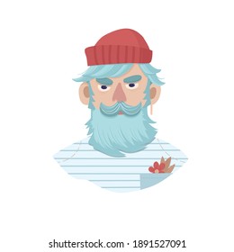 Portrait of a fisherman. Vector illustration of a sailor