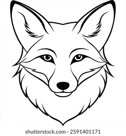 Portrait of  fox   head on  white background   vector art illustration 
