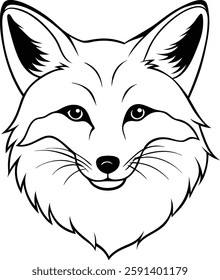 Portrait of  fox   head on  white background   vector art illustration 