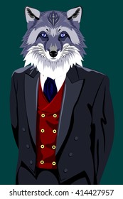 Portrait of a fox in a man's business suit