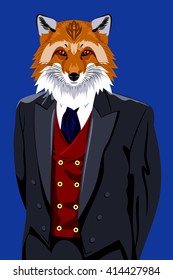 Portrait of a fox in a man's business suit