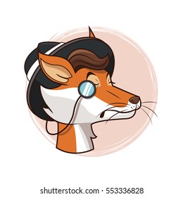 portrait fox monocle hat hipster style