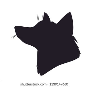 portrait of a fox, silhouette, vector, white background