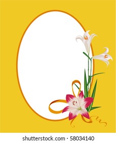 Portrait frame with lily collage. Vector