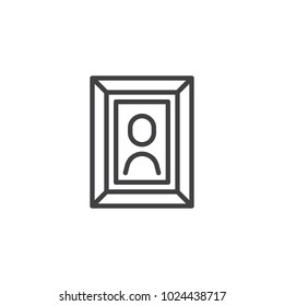 Portrait in a frame outline icon. linear style sign for mobile concept and web design. Picture simple line vector icon. Symbol, logo illustration. Pixel perfect vector graphics