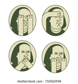 portrait  Franklin OMG set. Oh my god Benjamin Franklin. Vector illustration
