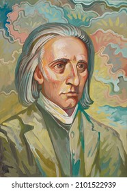 Portrait of Franz Liszt. Vector image of the composer.