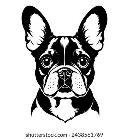 Portrait of a French Bulldog Dog Vector isolated on white background, Dog Silhouettes. svg