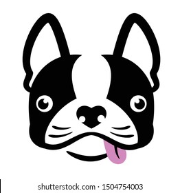 Portrait of french bulldog with tongue