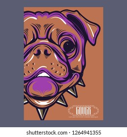 Portrait of french bulldog wearing sunglasses - Vector illustration