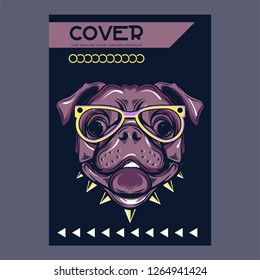 Portrait of french bulldog wearing sunglasses - Vector illustration