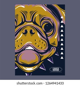 Portrait of french bulldog wearing sunglasses - Vector illustration