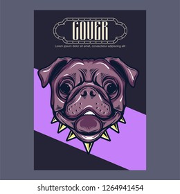 Portrait of french bulldog wearing sunglasses - Vector illustration