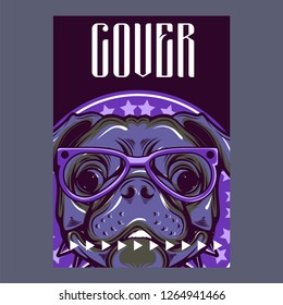 Portrait of french bulldog wearing sunglasses - Vector illustration
