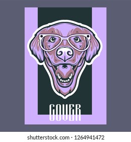Portrait of french bulldog wearing sunglasses - Vector illustration