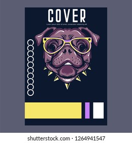 Portrait of french bulldog wearing sunglasses - Vector illustration