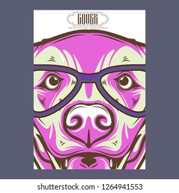 Portrait of french bulldog wearing sunglasses - Vector illustration