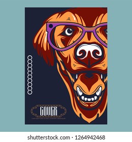 Portrait of french bulldog wearing sunglasses - Vector illustration