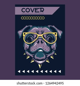 Portrait of french bulldog wearing sunglasses - Vector illustration