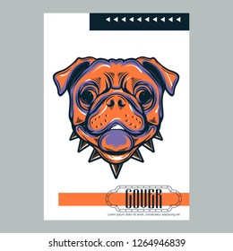 Portrait of french bulldog wearing sunglasses - Vector illustration