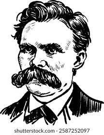 A portrait of Friedrich Nietzsche.