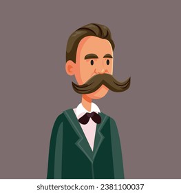 
Portrait of Friedrich Nietzsche Vector Cartoon Illustration. Caricature portrait of a famous German author 
