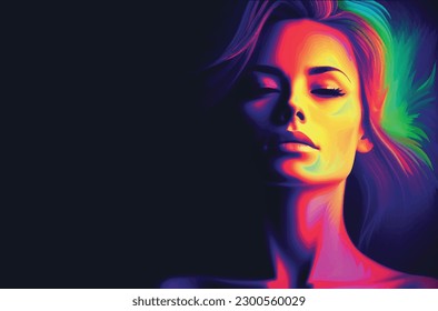 A portrait full of color, brightness and beauty of a woman