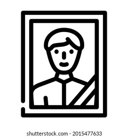 portrait with funeral ribbon line icon vector. portrait with funeral ribbon sign. isolated contour symbol black illustration
