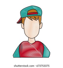 portrait funny guy cartoon young people profile