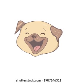 Portrait of the funny Pug dog. Humor card, t-shirt composition, hand drawn style print. Vector illustration.