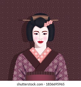 Portrait of geisha in kimono