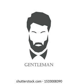 Portrait of a Gentleman with a beard and mustache. Vector illustration. Human Figure. Barbershop Iconic. Avatar black and white
