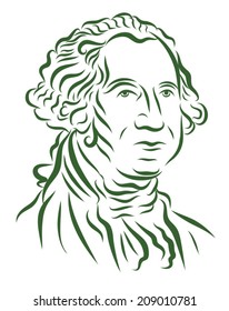 Portrait Of George Washington Vector Illustration