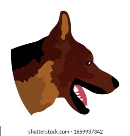 Portrait of German Shepherd dog had vector illustration isolated. Beware of dog. Guardian dog