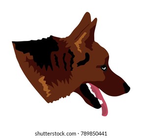 Portrait of German Shepherd dog had vector illustration isolated. Beware of dog.