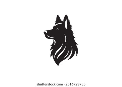 Portrait of a German Shepherd Dog Vector isolated on white background, Dog Silhouettes.