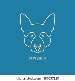 Portrait of German Shepherd made in modern line style vector. Perfect logo for dog breeder, pet shop, veteriarian clinic or dog training company.