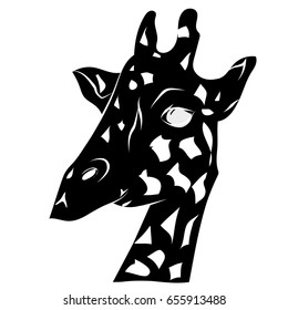 Portrait of giraffe in black and white colors