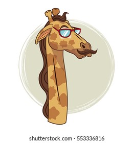 portrait giraffe glasses mustache hipster style