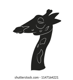 portrait of a giraffe, vector silhouette, white background
