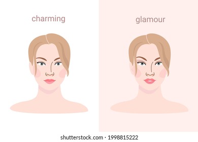 Portrait of girl with blonde hair. Cute illustration of woman face. Contour line illustration for beauty salons, cosmetics. 
