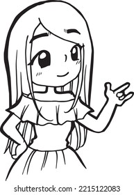 portrait girl cartoon doodle kawaii anime coloring page cute illustration drawing clipart character chibi manga comics