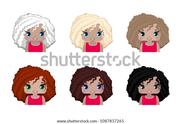 Portrait Girl Different Shades Hairash Blonde Stock Vector