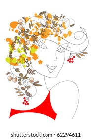 Portrait of a girl dressed as autumn