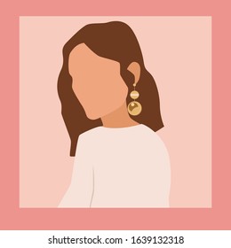 portrait of a girl with earrings on a pink background