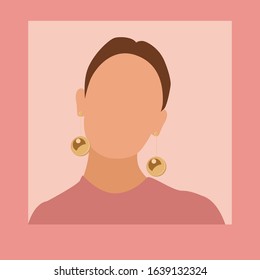 portrait of a girl with earrings on a pink background